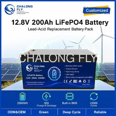 Προσαρμοσμένη μπαταρία LiFePO4 12,8V 200Ah με BMS για φορητή ενέργεια και ηλιακή αποθήκευση